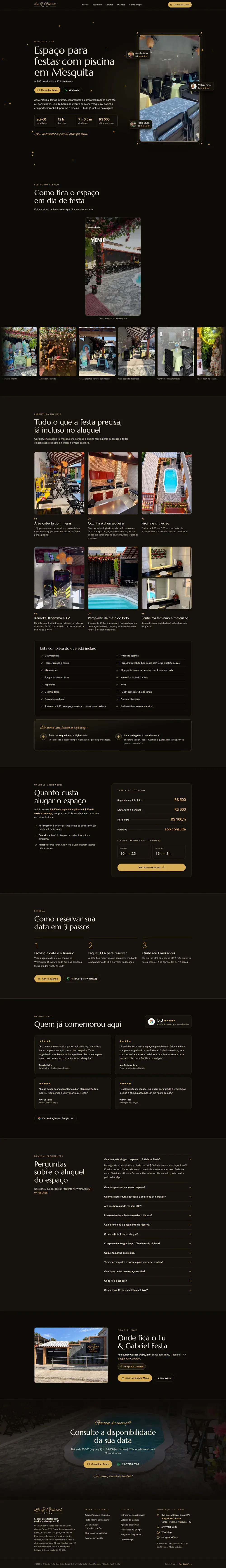 Site criado para Lu & Gabriel Festa — Espaço para festas